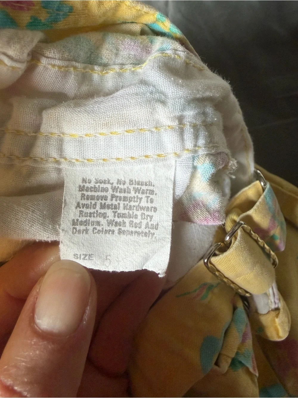 Vintage OshKosh B'gosh Pale Yellow Floral Girls' Overalls